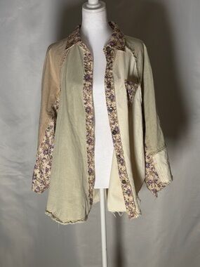Boho Patchwork Shacket Jacket | Oversized Neutral Floral Free People Style
